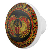 エジプトのオオタマオシコガネのカブトムシ-金ゴールドおよび赤い金属 セラミックノブ (右)