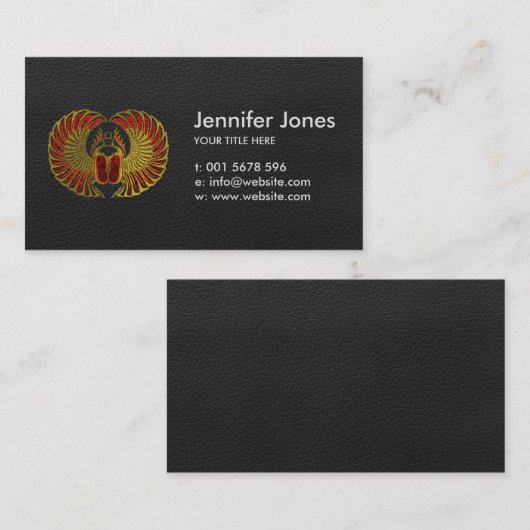 エジプトのオオタマオシコガネのカブトムシ-金ゴールドおよび赤い金属 名刺 (正面/裏面)