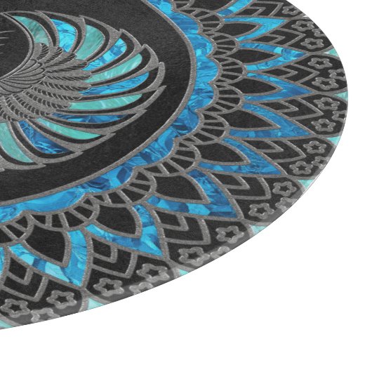 エジプトのオオタマオシコガネのカブトムシ-金ゴールドおよび青いガラス カッティングボード (角)