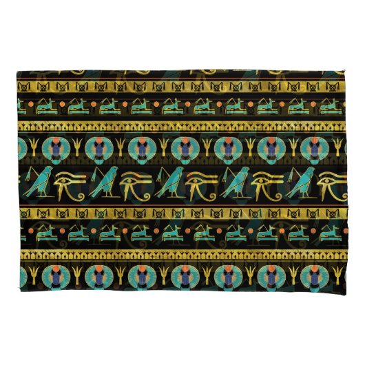 エジプトのオーナメントの記号パターン 枕カバー (正面)