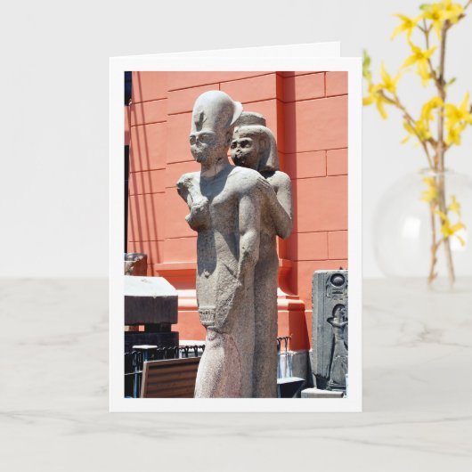 エジプトのカイロ博物館の外の像 カード (黄色い花)