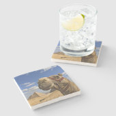 エジプトのギザのピラミッドの前でラクダ ストーンコースター (横)