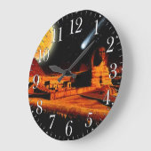 エジプトのギザの上のスフィンクスと月ピラミッドのアートクロック ラージ壁時計 (傾斜)