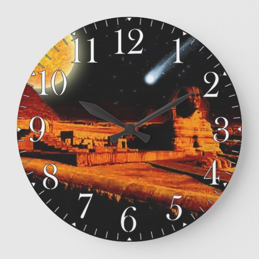 エジプトのギザの上のスフィンクスと月ピラミッドのアートクロック ラージ壁時計 (正面)