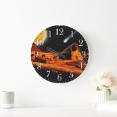 エジプトのギザの上のスフィンクスと月ピラミッドのアートクロック ラージ壁時計 (ホーム)