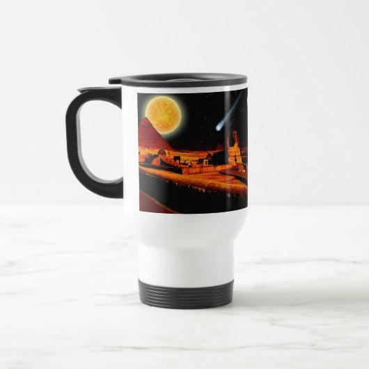 エジプトのギザの上のスフィンクス&ムーンのピラミッドのアートマグ トラベルマグ (左)