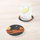 エジプトのギザの上のスフィンクス&ムーンのピラミッド芸術ギフト コースター (側面)