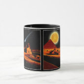 エジプトのギザの上のスフィンクス&ムーンのピラミッド芸術ギフト マグカップ (中央)