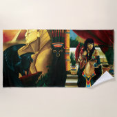 エジプトのクイーンキャットドラゴン ビーチタオル (正面)