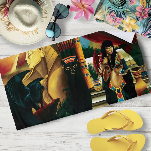 エジプトのクイーンキャットドラゴン ビーチタオル