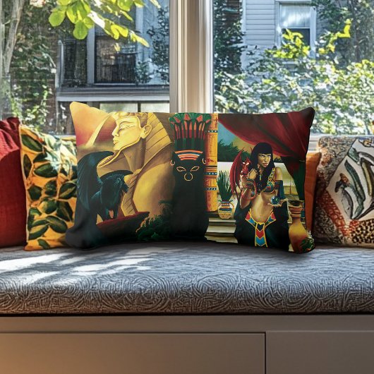 エジプトのクイーンキャットドラゴン ランバークッション