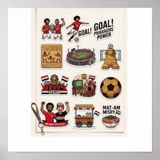 エジプトのサッカー試合の日ステッカー パック - ファラオ ポスター