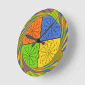 エジプトのシームレスなセットファブリックパターン ラウンド壁時計 (傾斜)