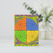 エジプトのシームレスな生地のパターン ポストカード (スタンド正面)