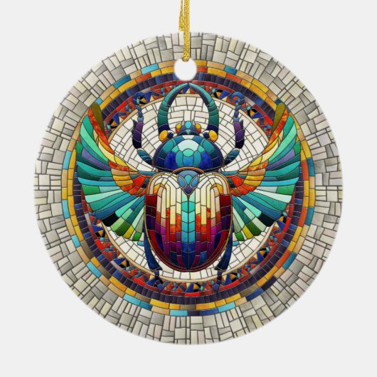 エジプトのスカラブカブトムシ – モザイクアート セラミックオーナメント (裏面)