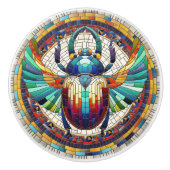 エジプトのスカラブカブトムシ – モザイクアート セラミックノブ (正面)