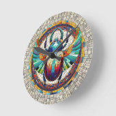 エジプトのスカラブカブトムシ – モザイクアート ラウンド壁時計 (傾斜)