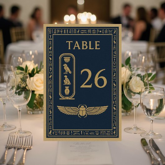 エジプトのスカラベと花瓶 – 編集可能 テーブルナンバー