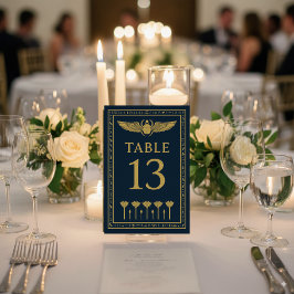 エジプトのスカラベ & ロータス - 編集可能 テーブルナンバー