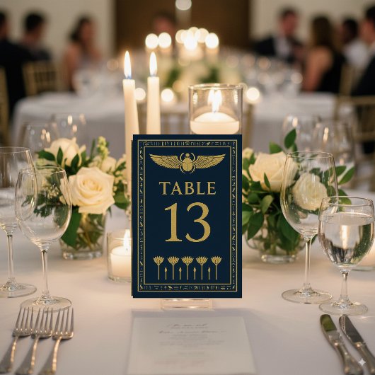 エジプトのスカラベ & ロータス - 編集可能 テーブルナンバー