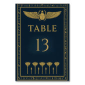 エジプトのスカラベ & ロータス - 編集可能 テーブルナンバー (正面)