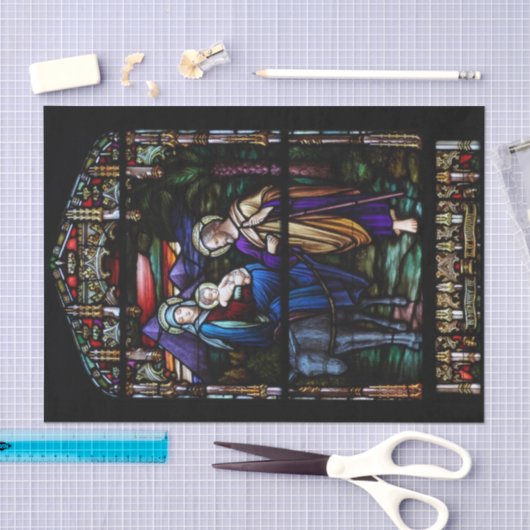 エジプトのステンドグラスのクリスマスへの飛行 薄葉紙 (クラフト)