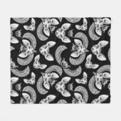 エジプトのスフィンクス猫好きブラックゴシック フリースブランケット (正面(横))