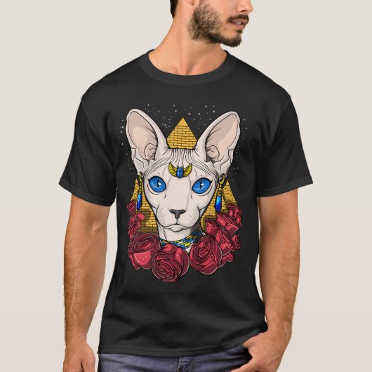 エジプトのスフィンクス猫 Tシャツ (正面)