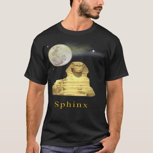 エジプトのスフィンクス黒Tシャツ Tシャツ (正面)