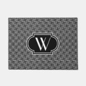 エジプトのタイルは白黒でモノグラム付き ドアマット (正面)