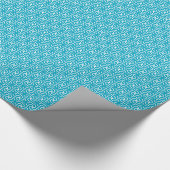 エジプトのタイルパターン、ターコイズ、白 ラッピングペーパー (角)