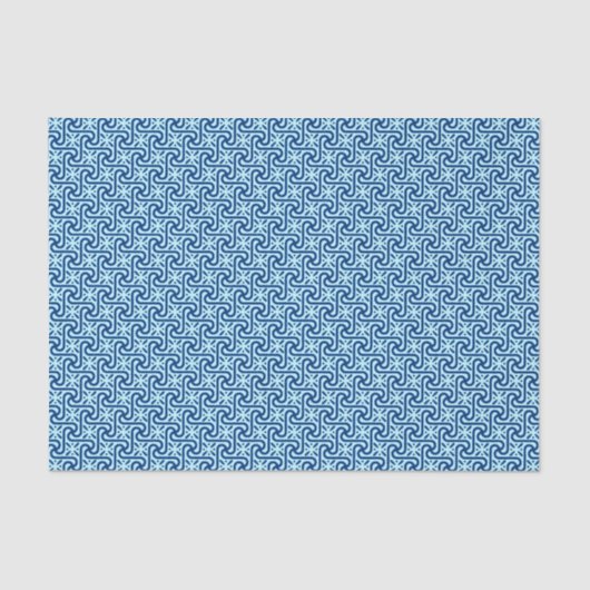 エジプトのタイル模様、藍色とライトスカイブルー 薄葉紙 (正面)