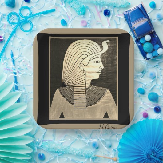 エジプトのデザイン（白黒） ペーパープレート (パーティー)