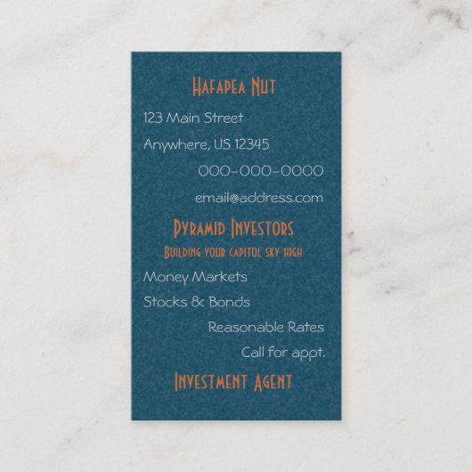 エジプトのトパーズの金ピラミッドの抽象美術 名刺 (正面)