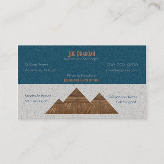 エジプトのトパーズの金ピラミッドの抽象美術 名刺 (正面)
