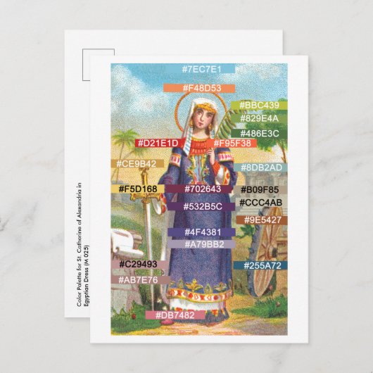 エジプトのドレスを着た聖キャサリンのカラーパレット ポストカード (正面/裏面)