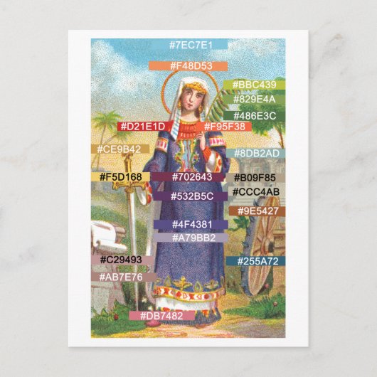 エジプトのドレスを着た聖キャサリンのカラーパレット ポストカード (正面)