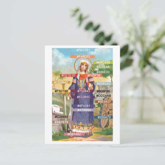 エジプトのドレスを着た聖キャサリンのカラーパレット ポストカード (スタンド正面)