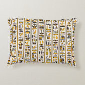 エジプトのハイエログリフの黄黒のシームレスな色 アクセントクッション (裏面)