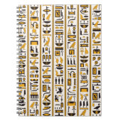 エジプトのハイエログリフの黄黒のシームレスな色 ノートブック (正面)