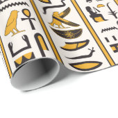 エジプトのハイエログリフの黄黒のシームレスな色 ラッピングペーパー (ロールコーナー)