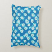 エジプトのハス模様、コバルトとターコイズ アクセントクッション (裏面(縦))