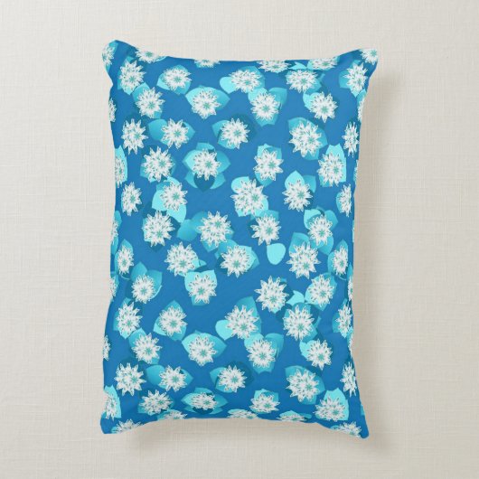 エジプトのハス模様、コバルトとターコイズ アクセントクッション (裏面(縦))