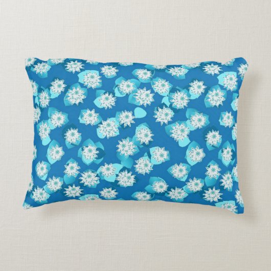 エジプトのハス模様、コバルトとターコイズ アクセントクッション (裏面)