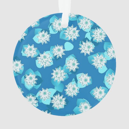 エジプトのハス模様、コバルトとターコイズ オーナメント (裏面)