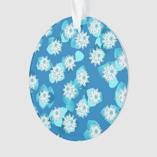 エジプトのハス模様、コバルトとターコイズ オーナメント (正面)