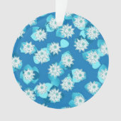 エジプトのハス模様、コバルトとターコイズ オーナメント (正面)