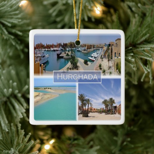 エジプトのハルガダ紅海のモザイクEG065 セラミックオーナメント (ツリー)