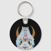 エジプトのバステット女神と猫のルネ・ラヴォワ キーホルダー (正面)