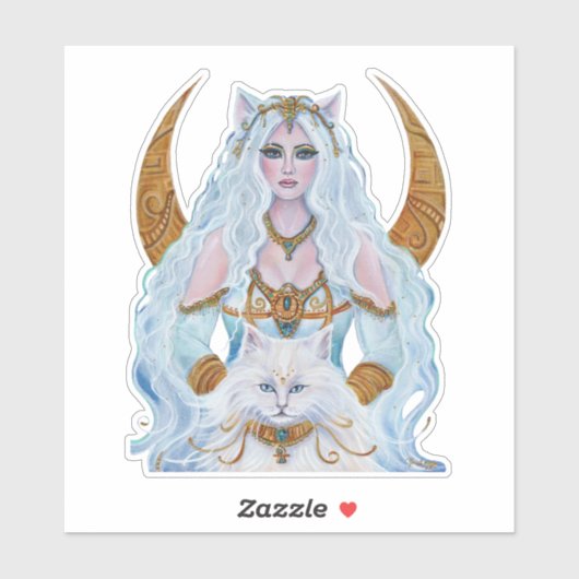 エジプトのバステット女神と猫のルネ・ラヴォワ シール (シート)